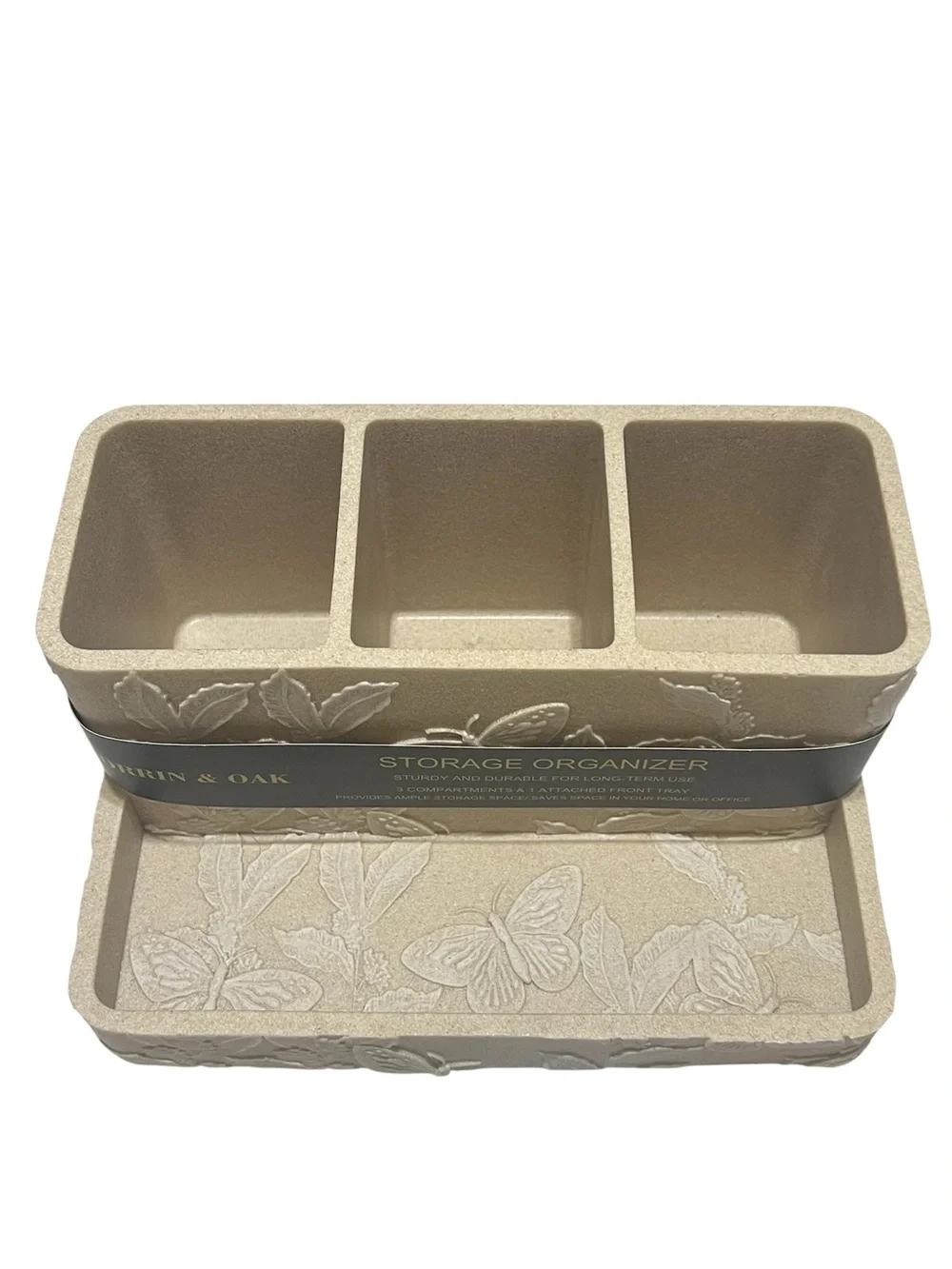 Cream Floral Makeup Organizer